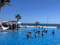 Water aerobics in session at 12p