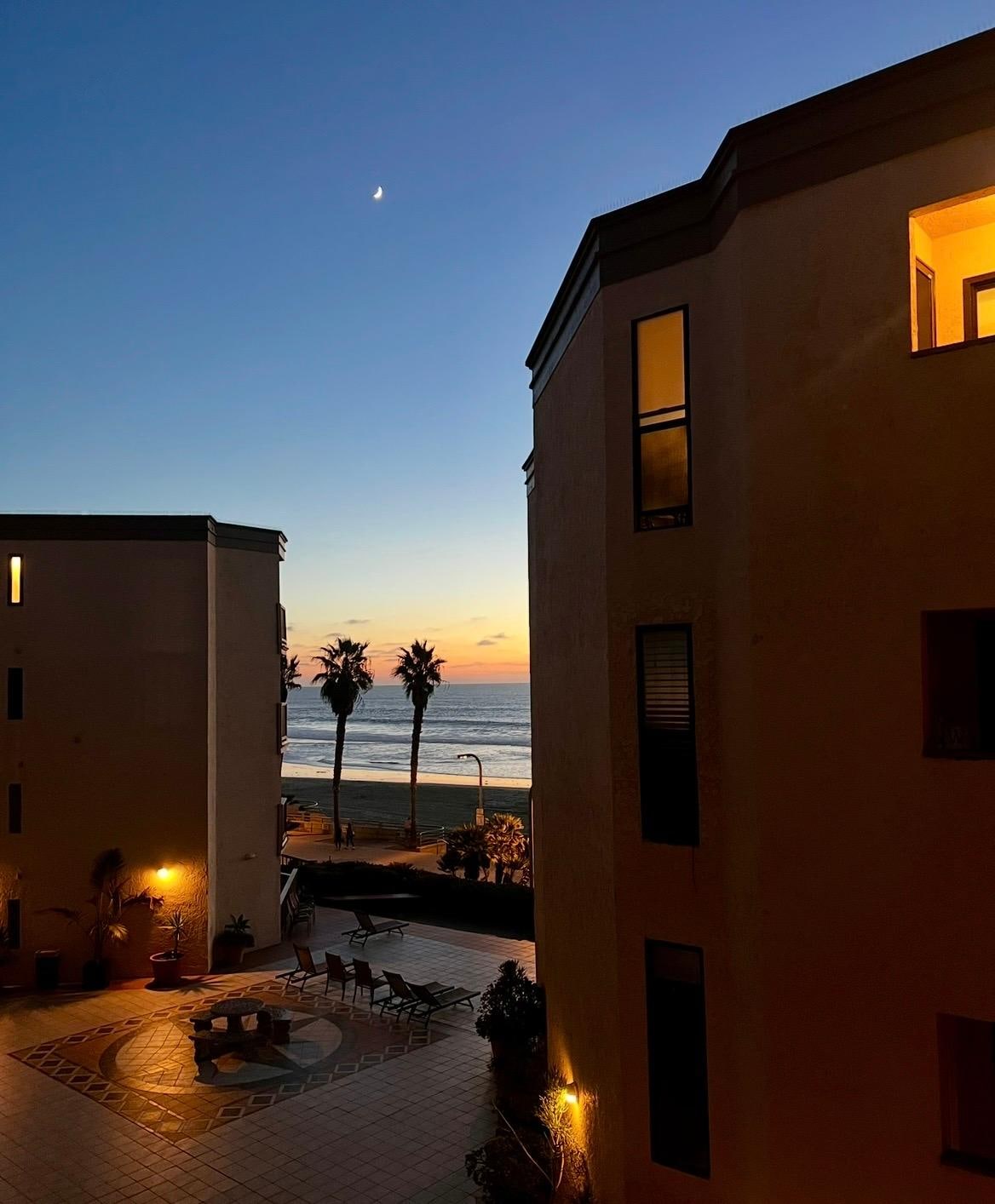 View from the balcony at sunset 