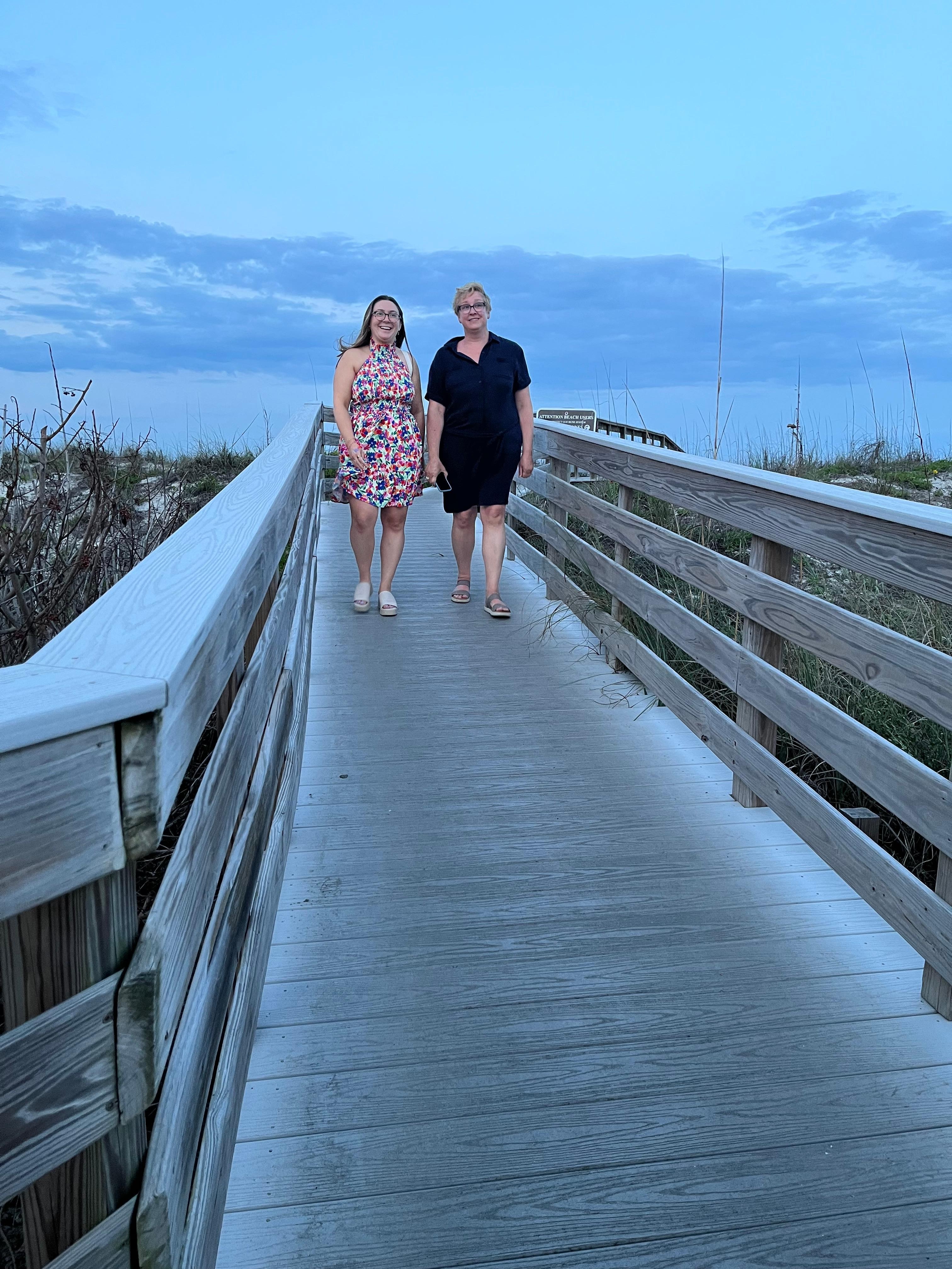 I actually walked to the beach, took a picture of my daughter-in-law and my granddaughter very close proximity to the beach