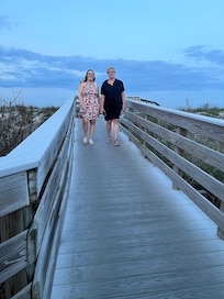 I actually walked to the beach, took a picture of my daughter-in-law and my granddaughter very close proximity to the beach