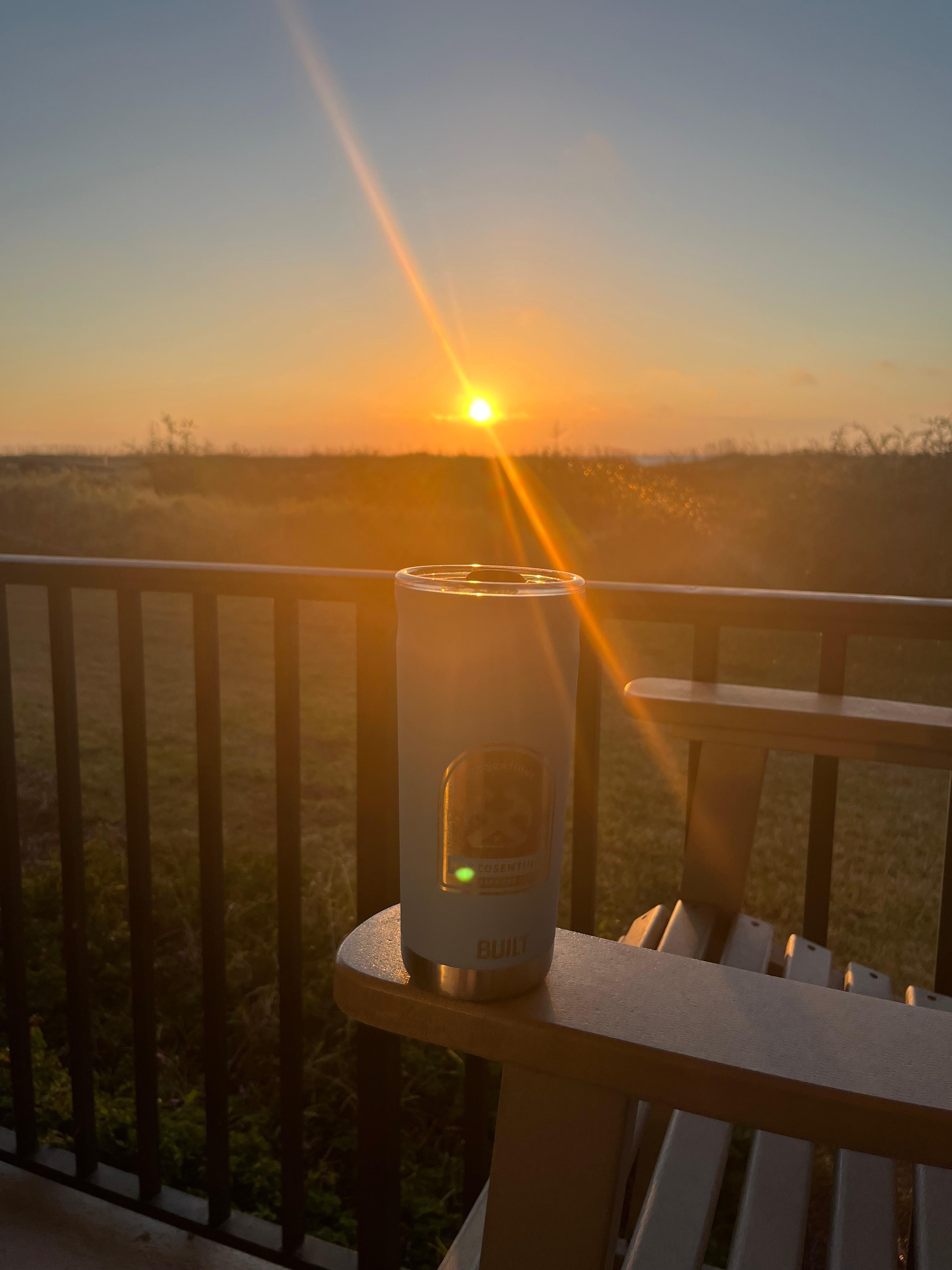 Daily sunrise with morning coffee 