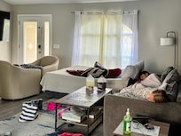 Open living room where the teens crashed after doing the puzzles provided by the host