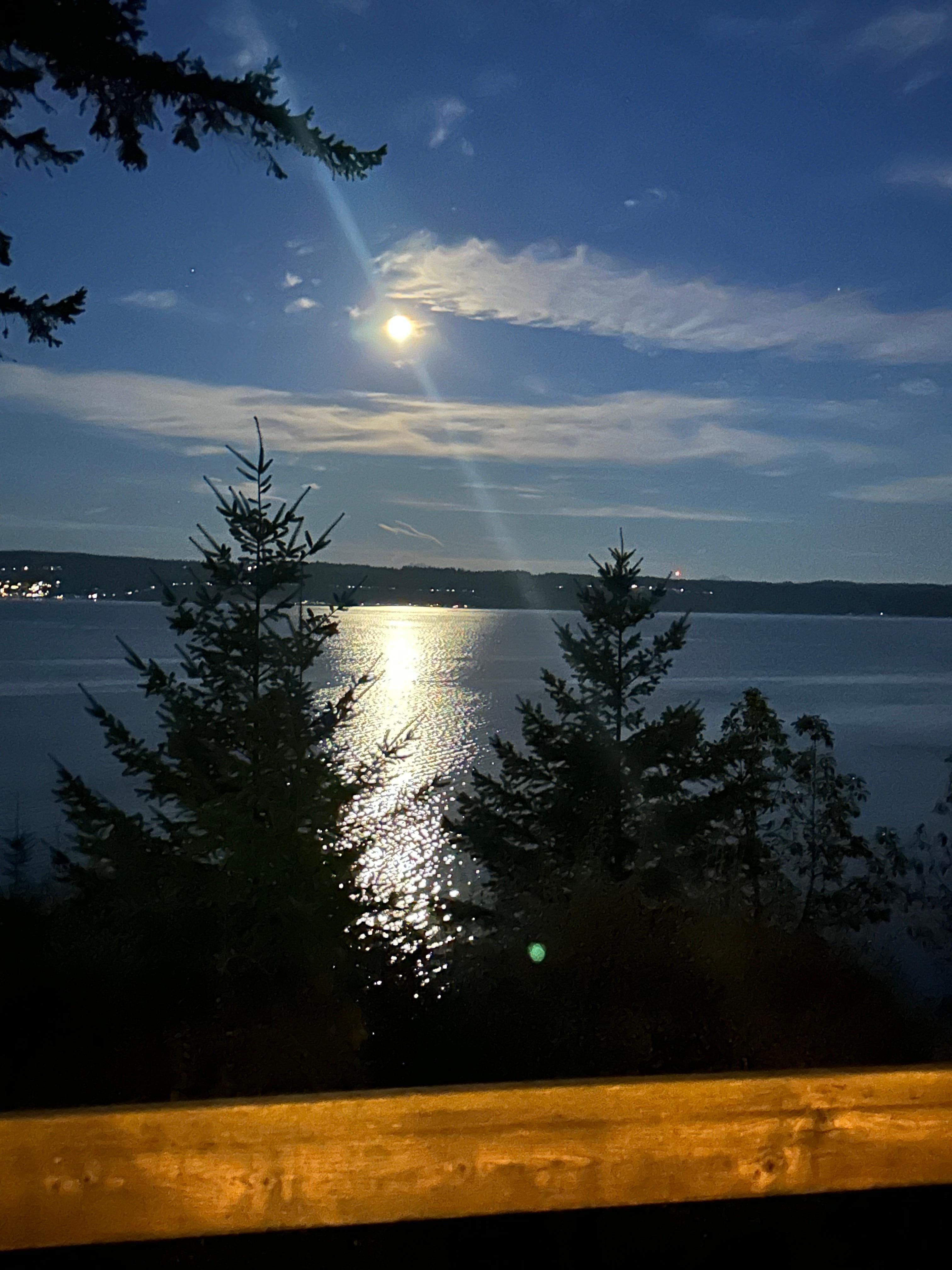 Full moon and reflection. 