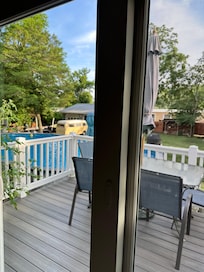 Deck plus above ground pool.