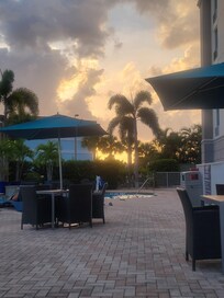 Sitting area rear of hotel