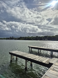 The dock behind the house