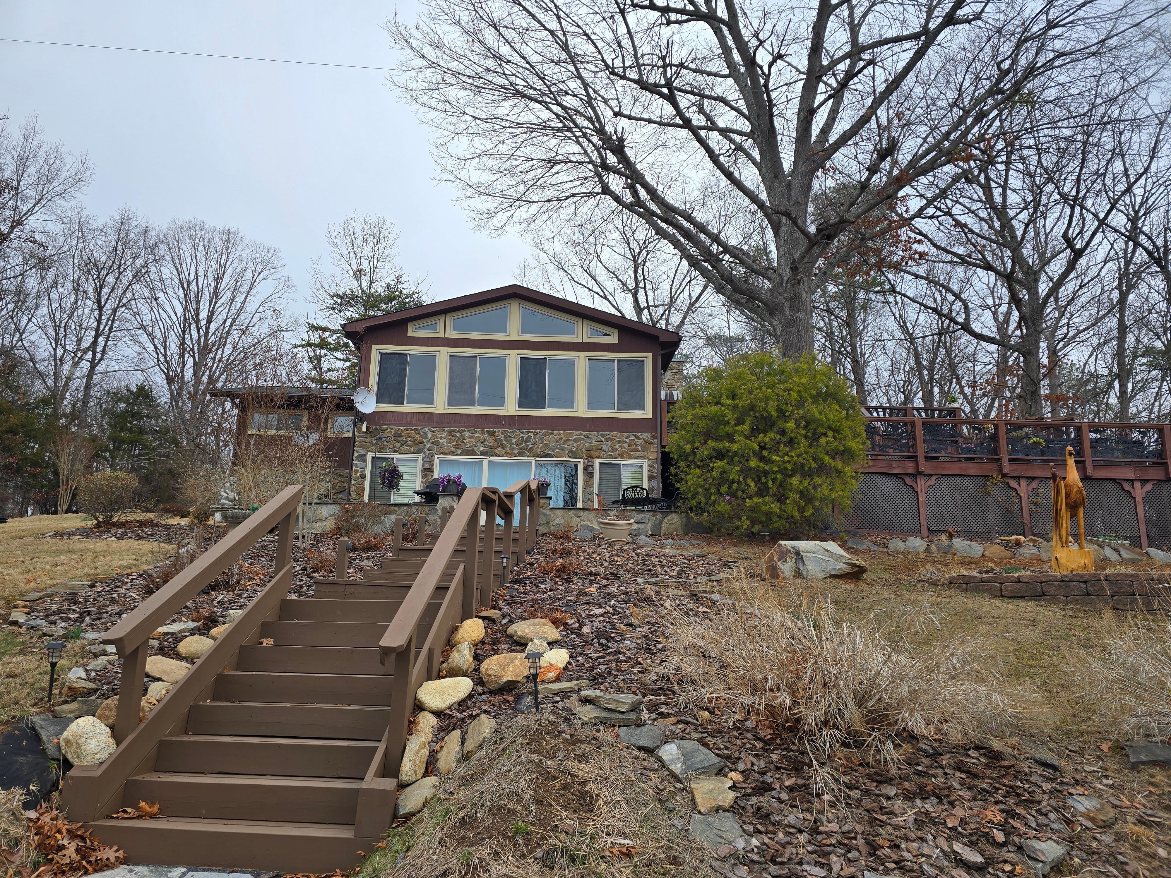 Lakeside view of the house