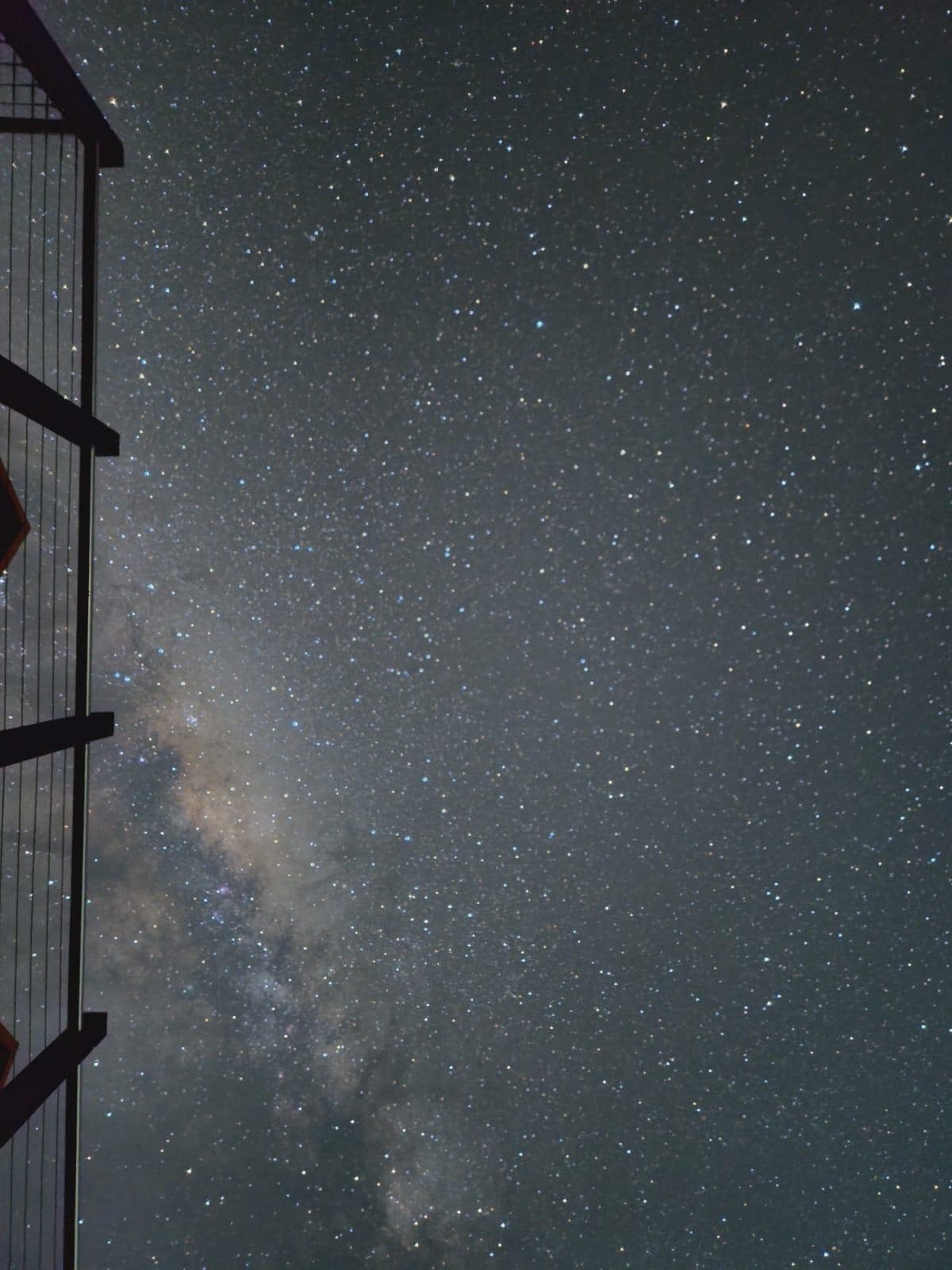 Slightly enhanced photo from stargazing - you will see some 'dusty/cloudy' bits of the milky way with the naked eye.