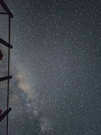 Slightly enhanced photo from stargazing - you will see some 'dusty/cloudy' bits of the milky way with the naked eye.