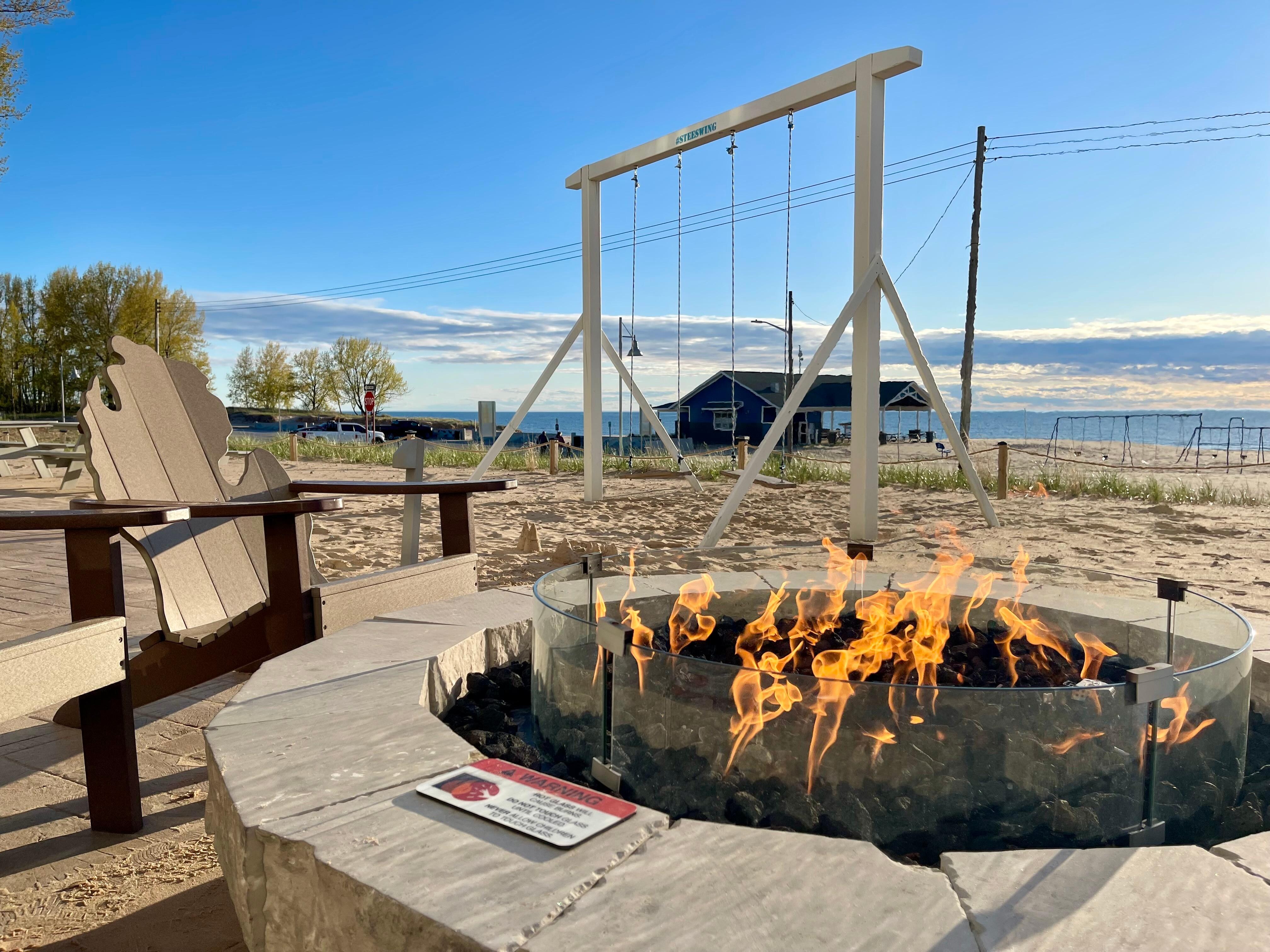 Fire pits overlooking the beach.