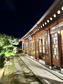 Guest rooms at night