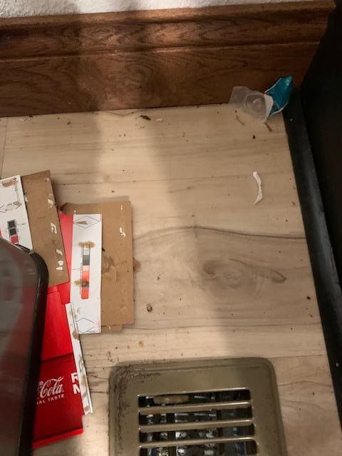 Kitchen floor not properly swept 