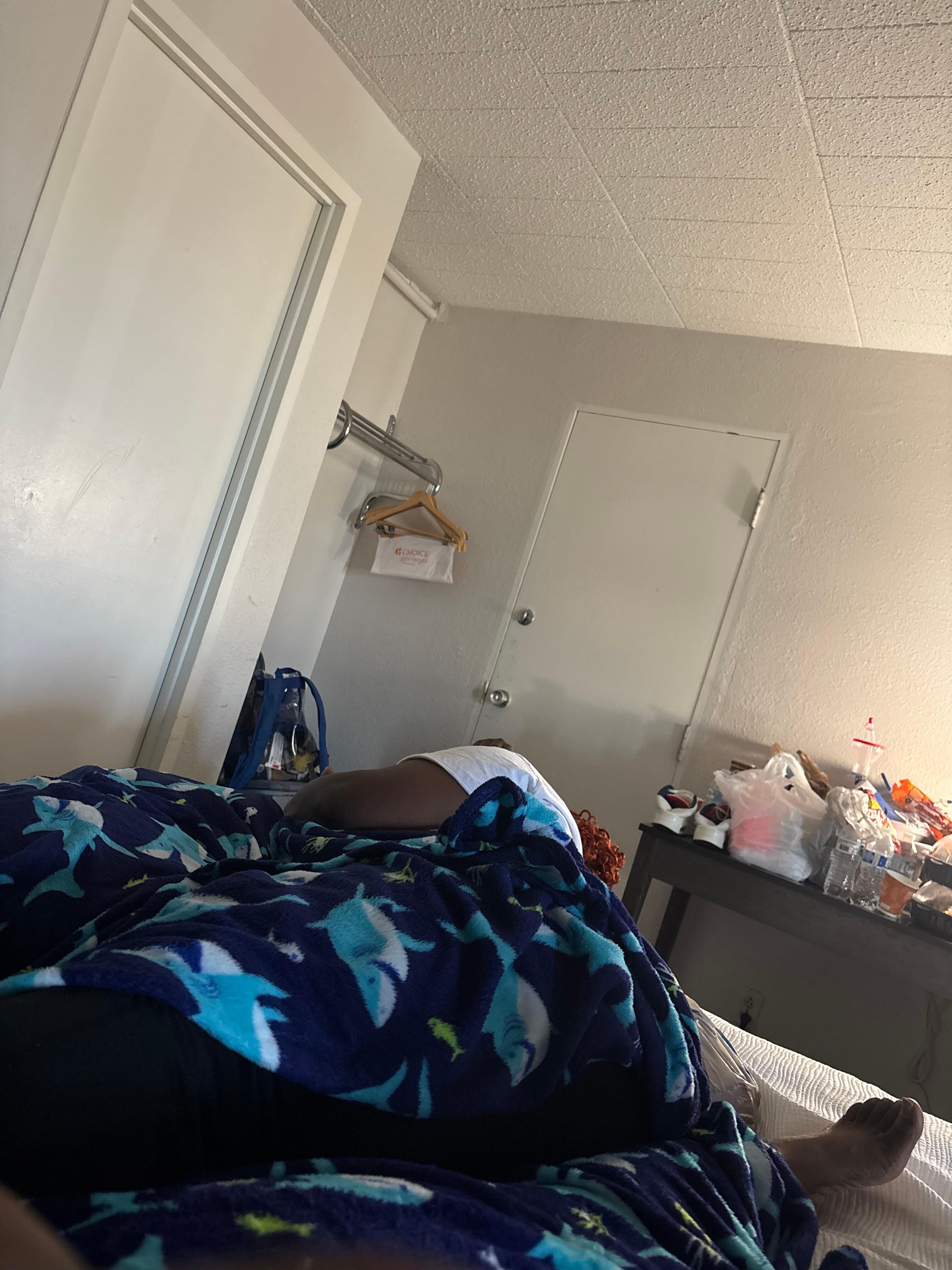 me and my sister sharing a bed.