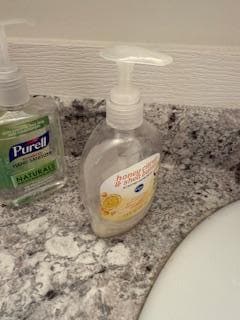 Empty hand soap in bathroom 