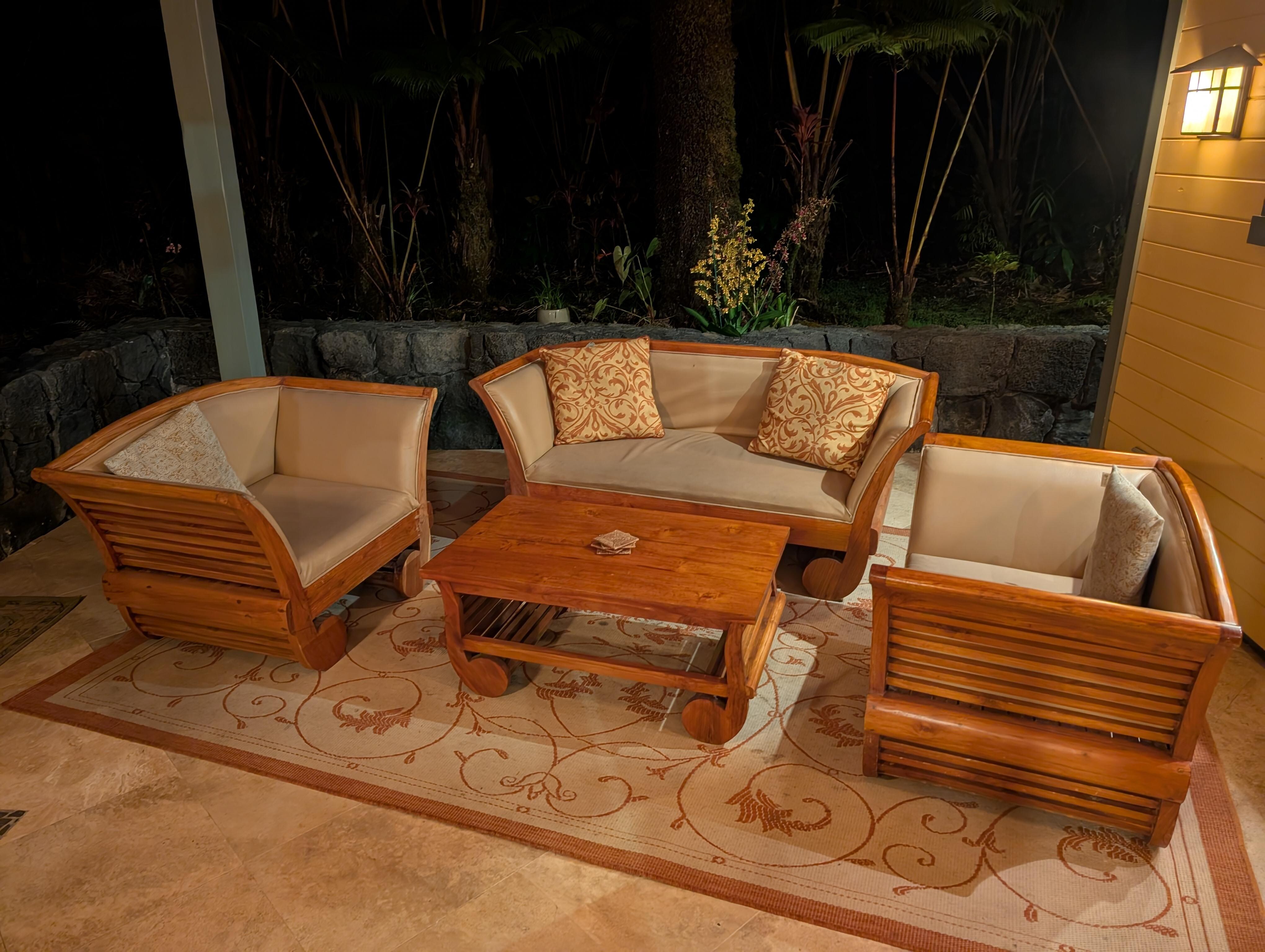 We arrived at night to this lovely patio.