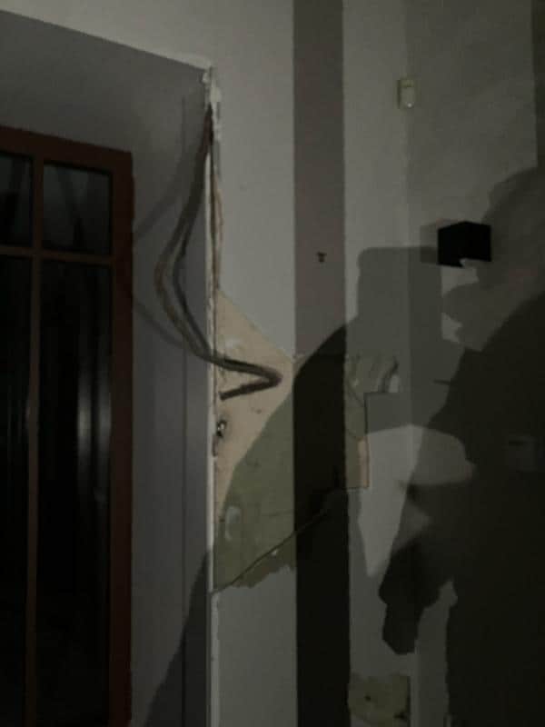 Racine ayant traversé le placoplâtre dans l'entrée témoignant du peu d'entretien de la maison