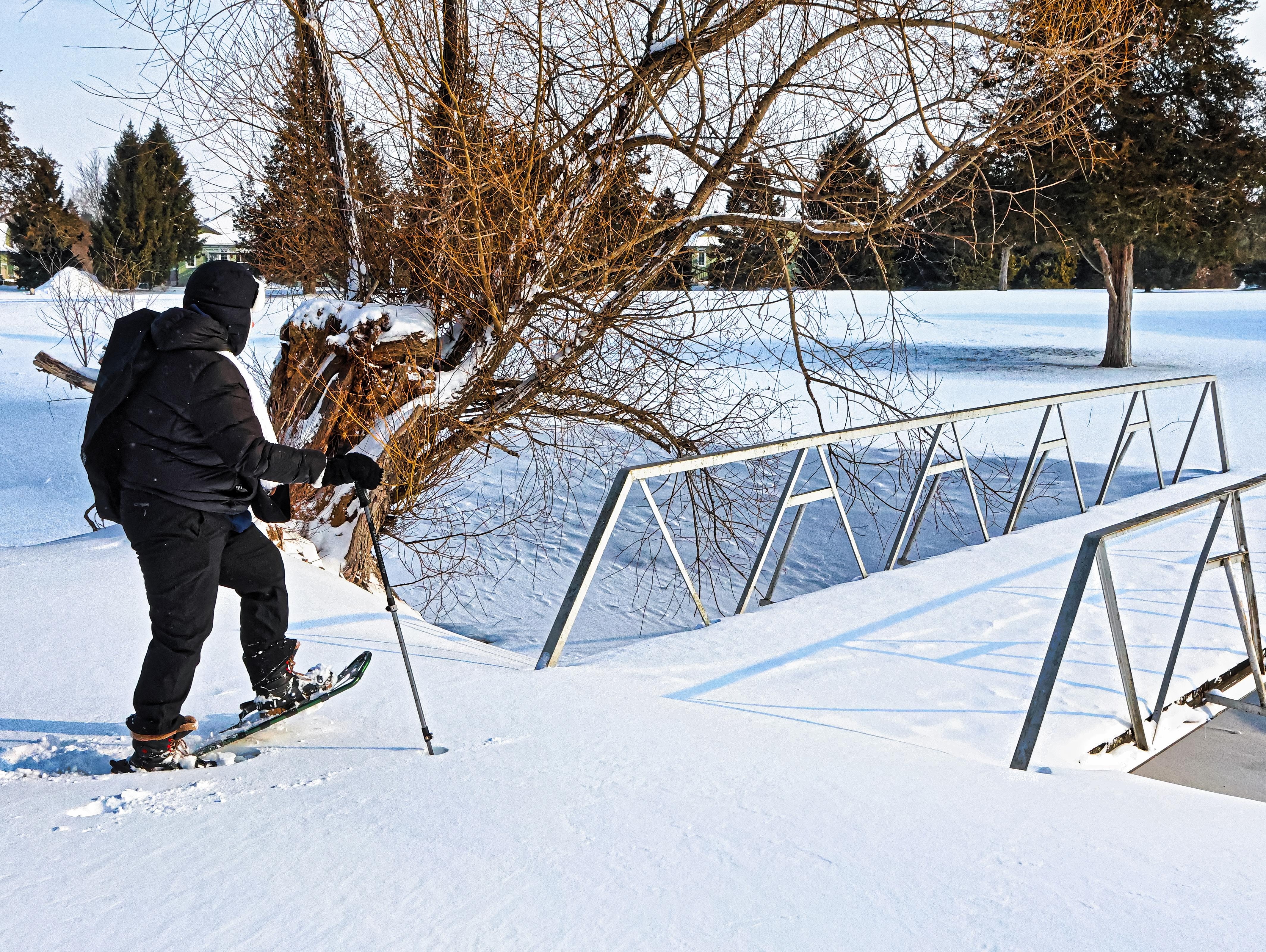 Snow shoeing on the grounds, great learning area