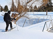 Snow shoeing on the grounds, great learning area