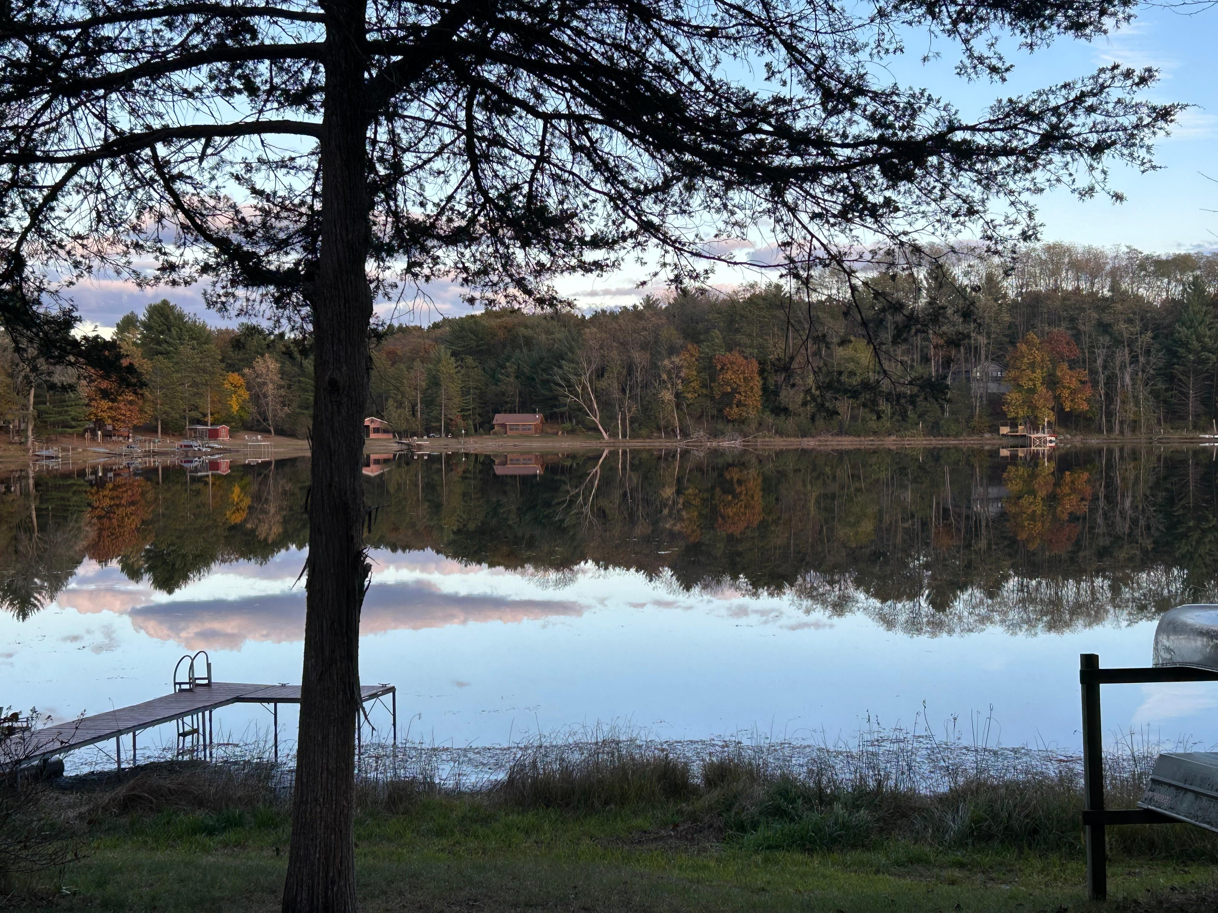 Looking out over the lake at dusk. 