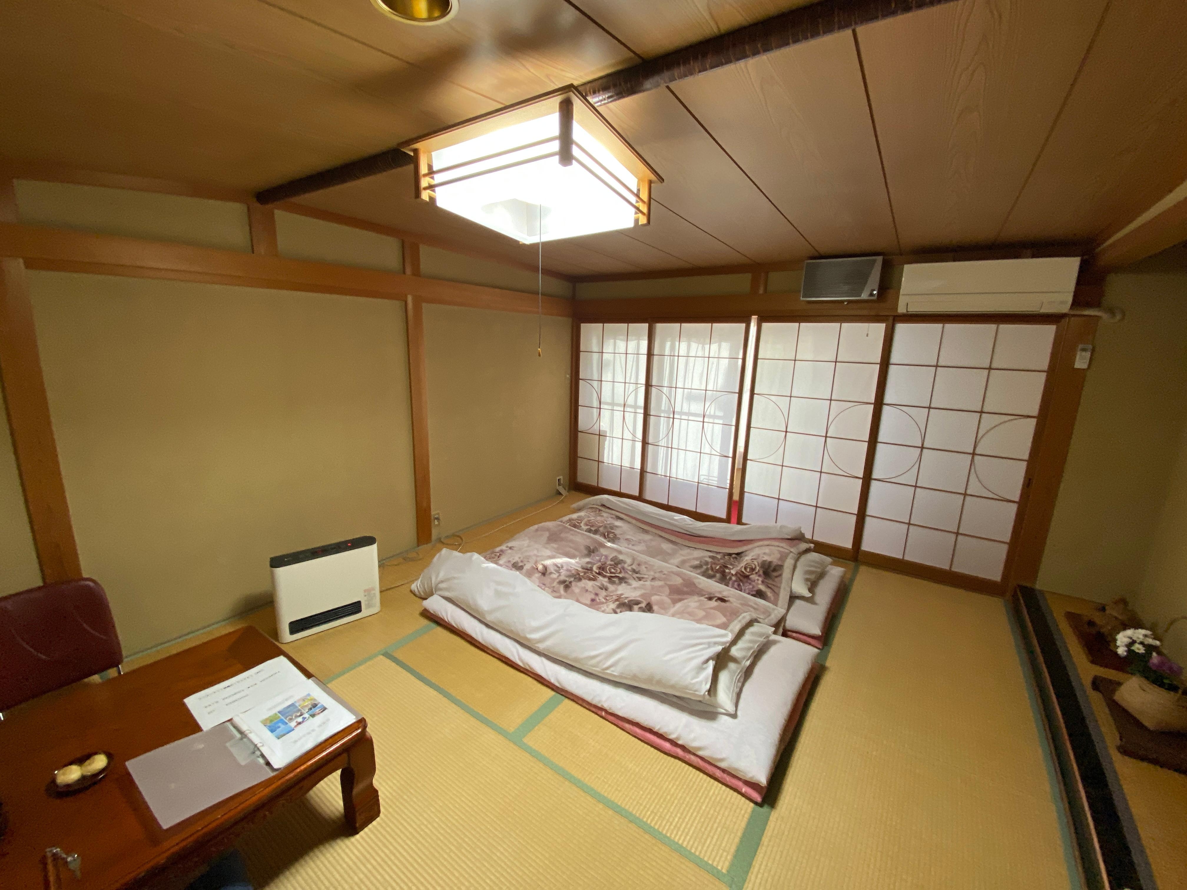 Room for two. Heater was provided as well as tea and a snack.