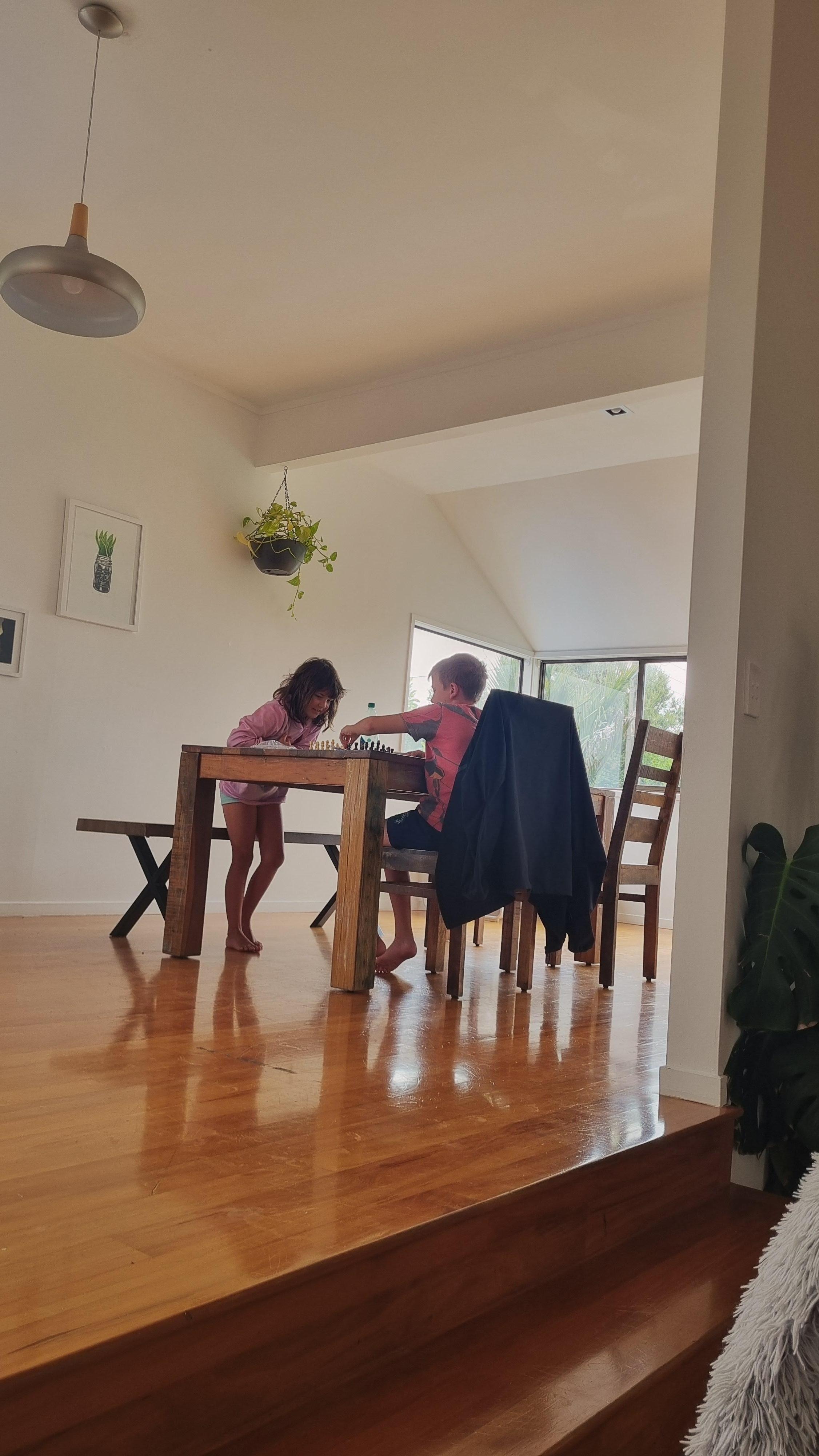 Lounge looking up at dining