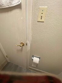 Bathroom door was ugly & wouldn’t shut or open without force