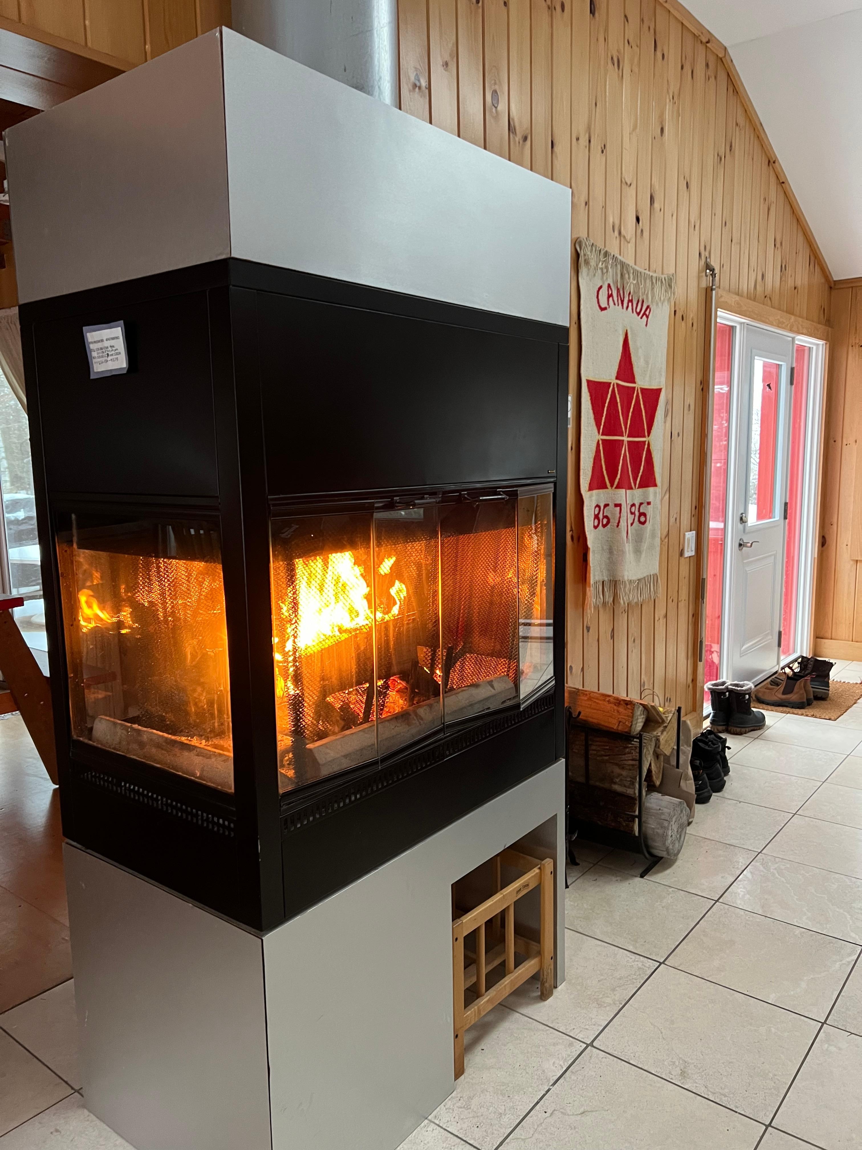 Wood burning fireplace. 