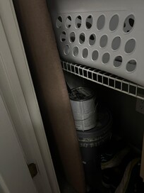 Bedroom closet, cans and buckets storage