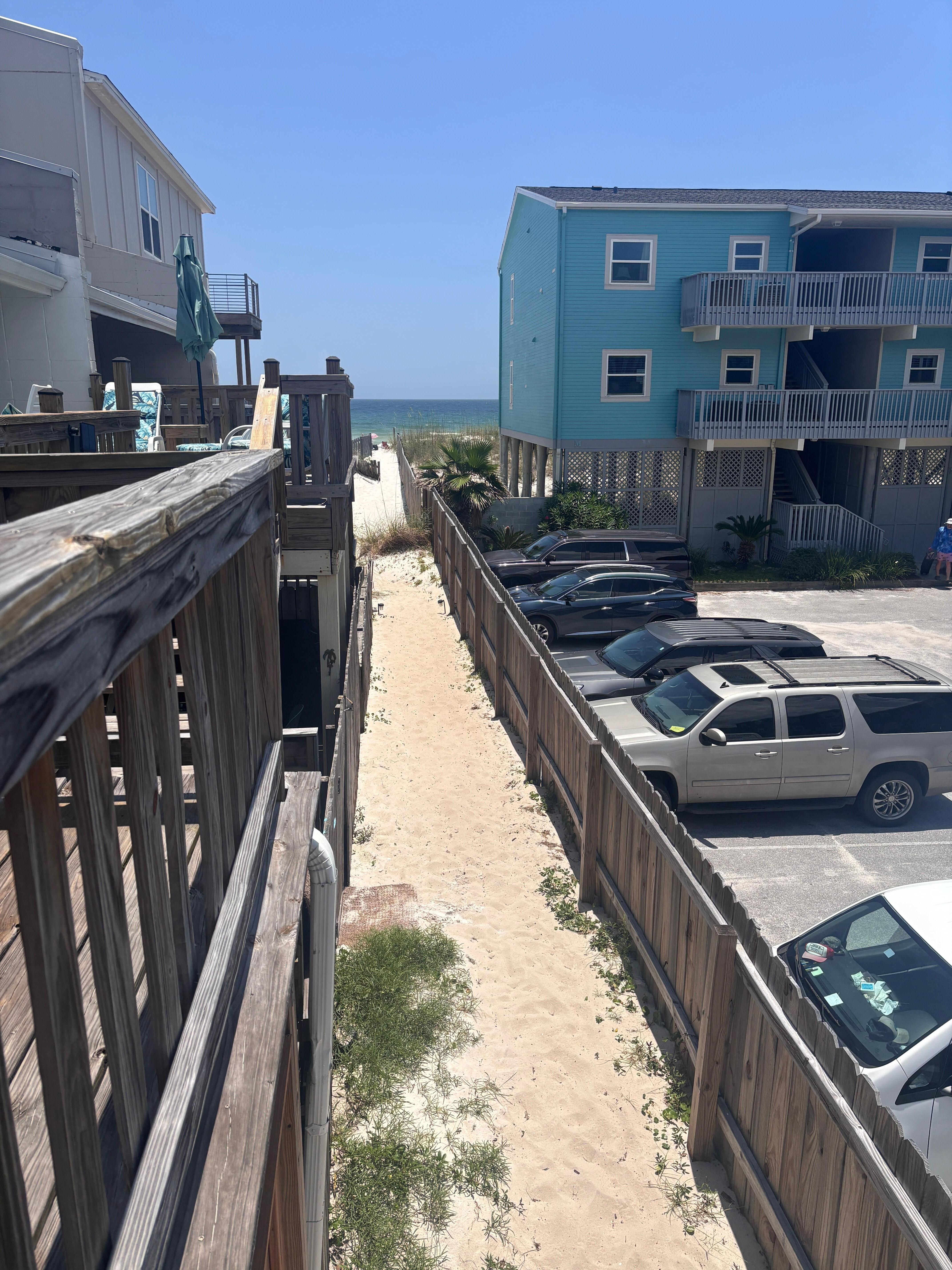 View from the top balcony and walkway to the beach!!!