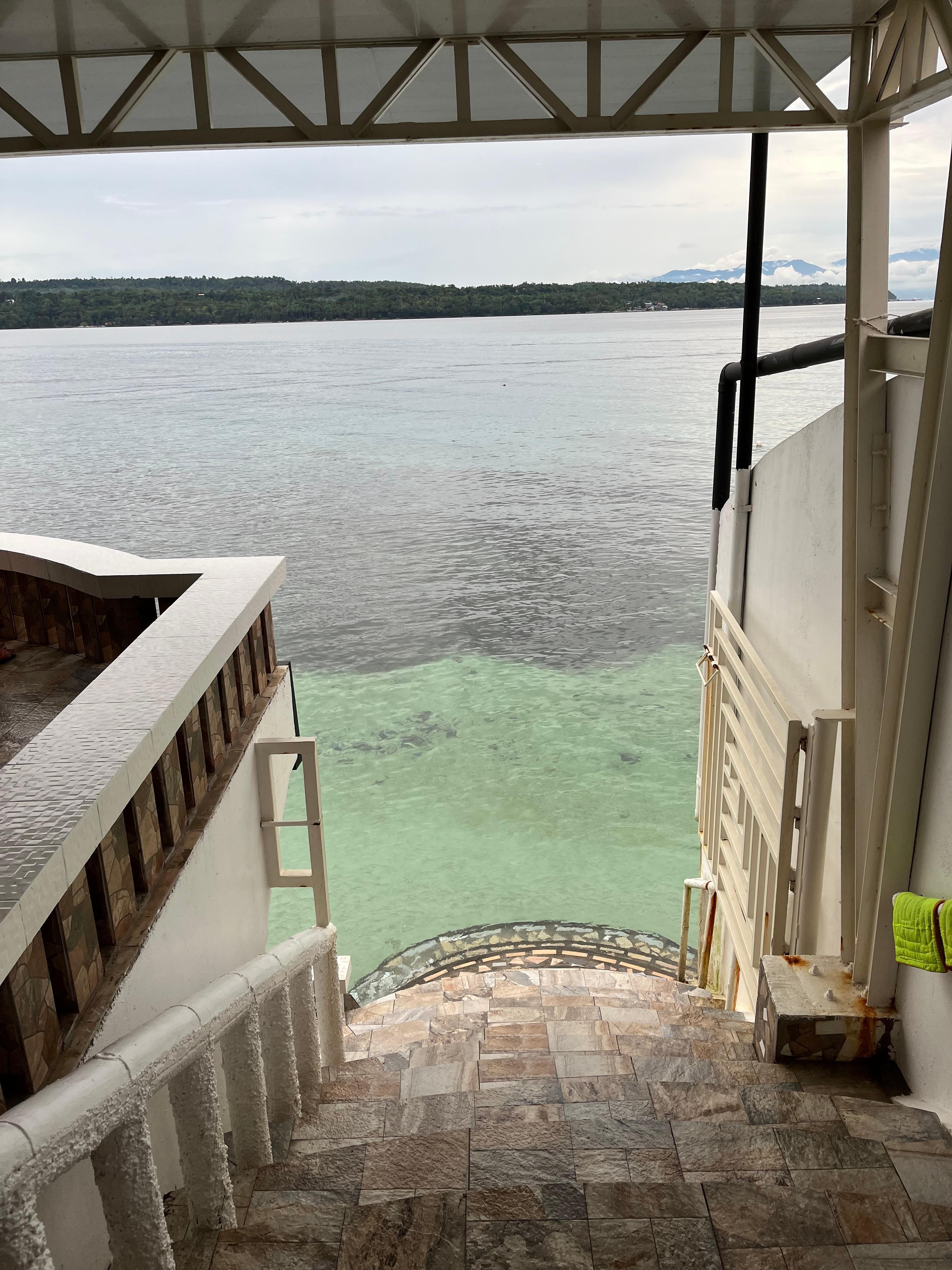 Steps leading into the water.