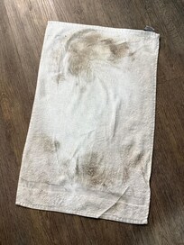 Bottom of towel I shuffled across floor with after shower.