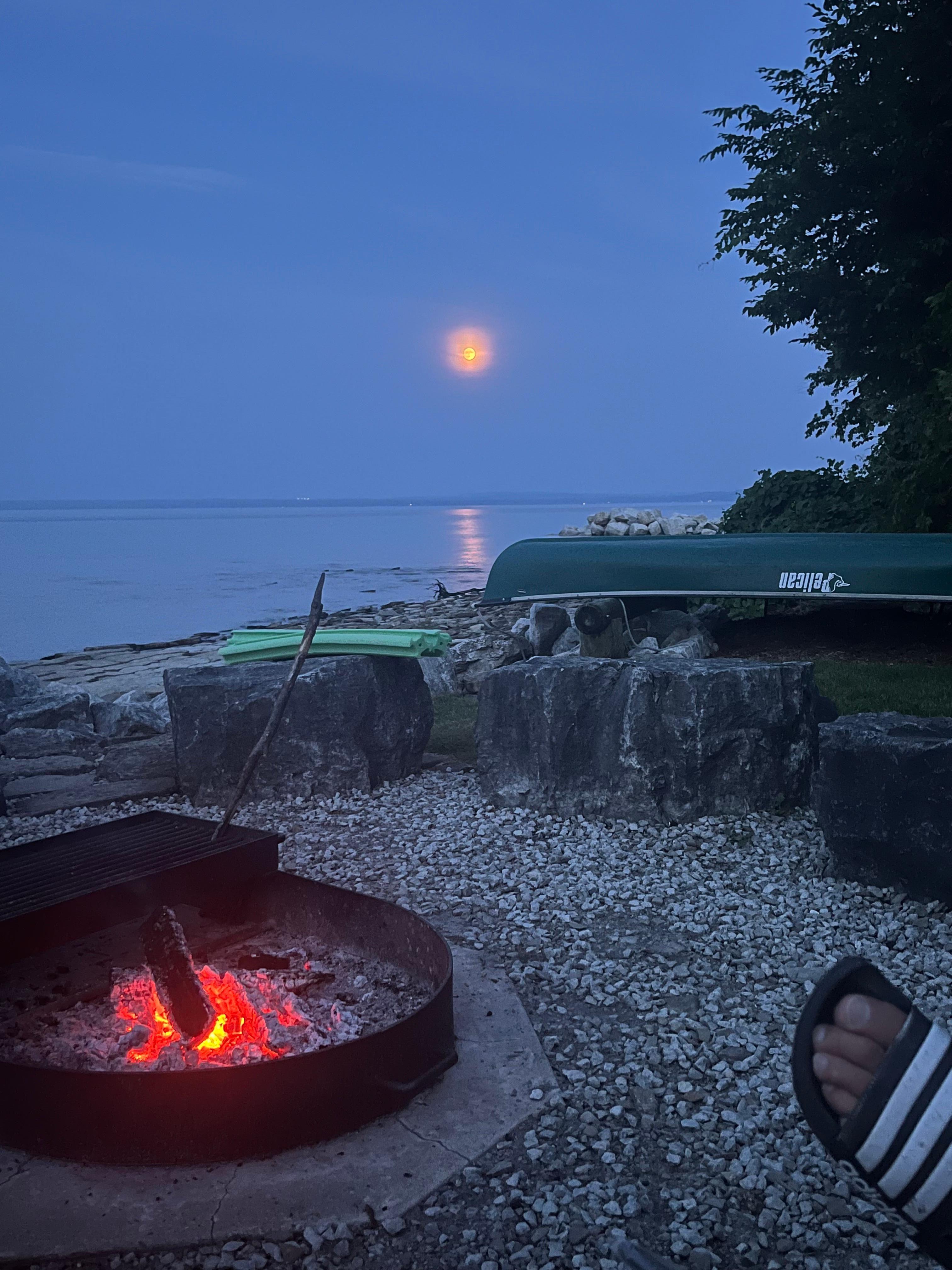 Fire pit at sunset