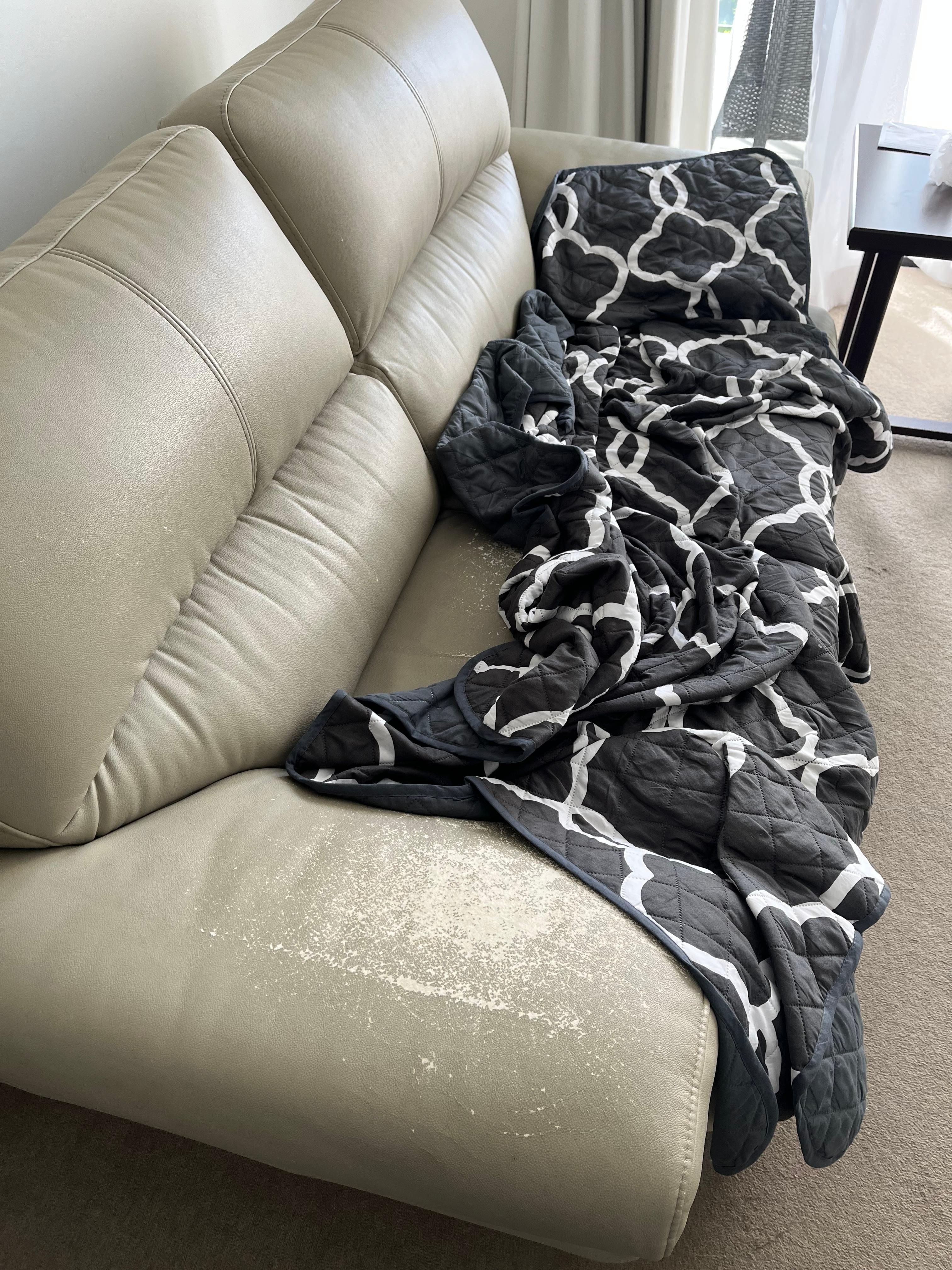 The couch with the extremely annoying cover