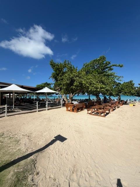 Looking out from our room to the beach.
47 steps from room to the ocean!
