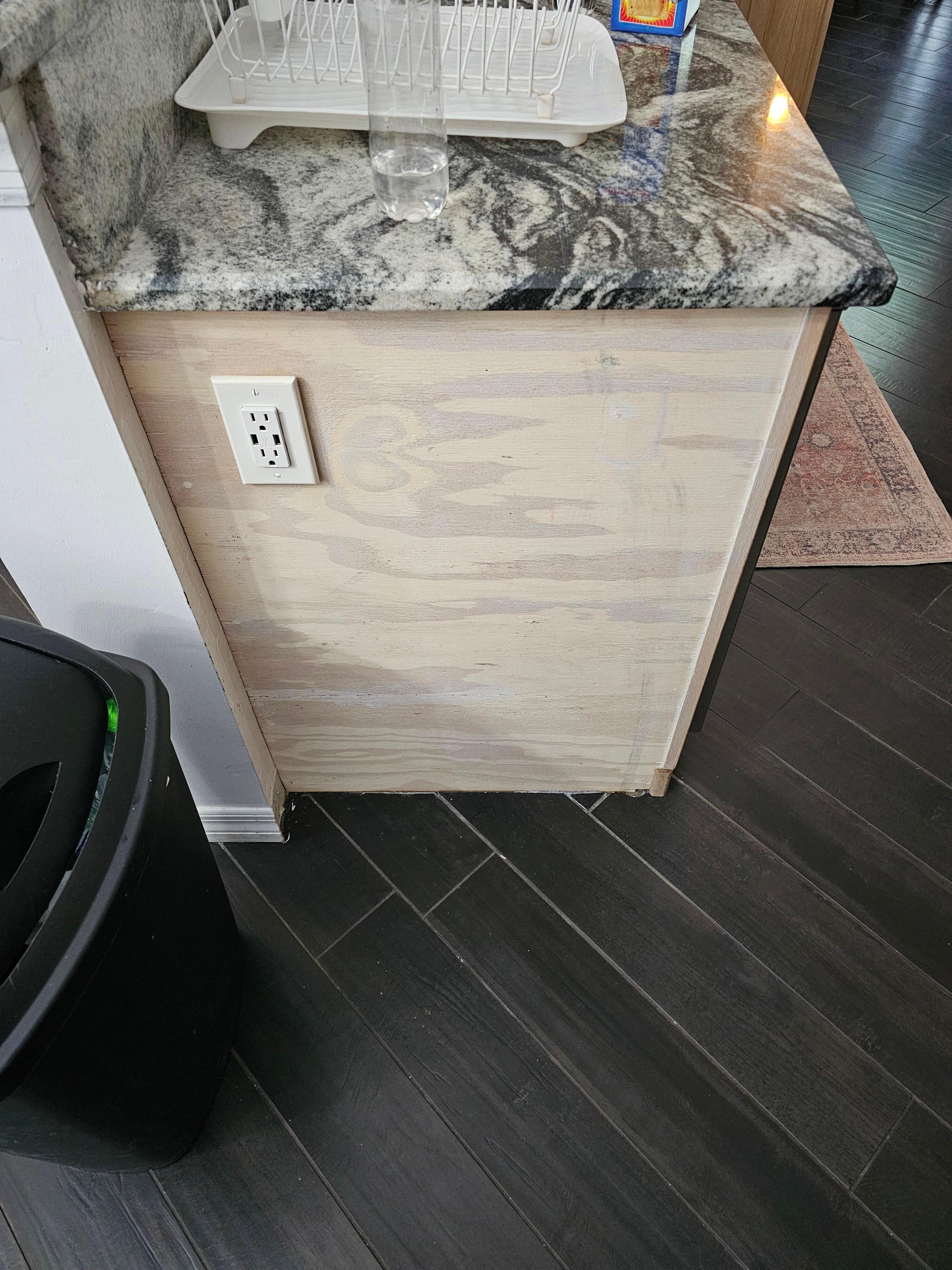 Unfinished End of Kitchen Cabinet