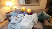 The large blanket in the sitting area was a sign. It didn't help.