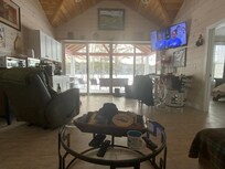 Watching the Olympics with lake view beyond!