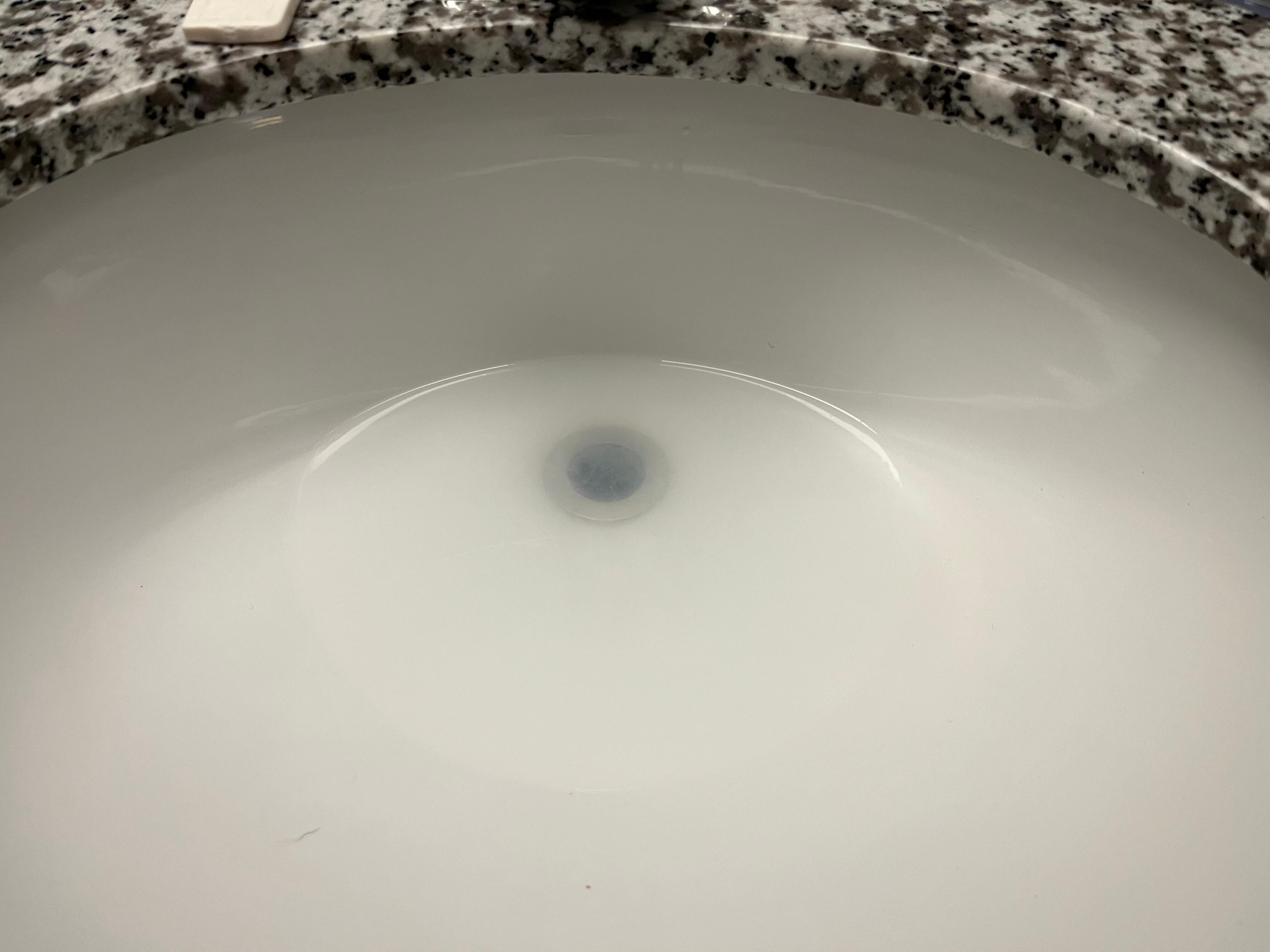 30 minutes after washing my hands and the sink hasn’t drained a bit.