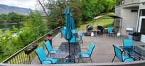 Patio and bbq outside of pool room