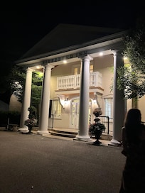 Front of hotel in the evening