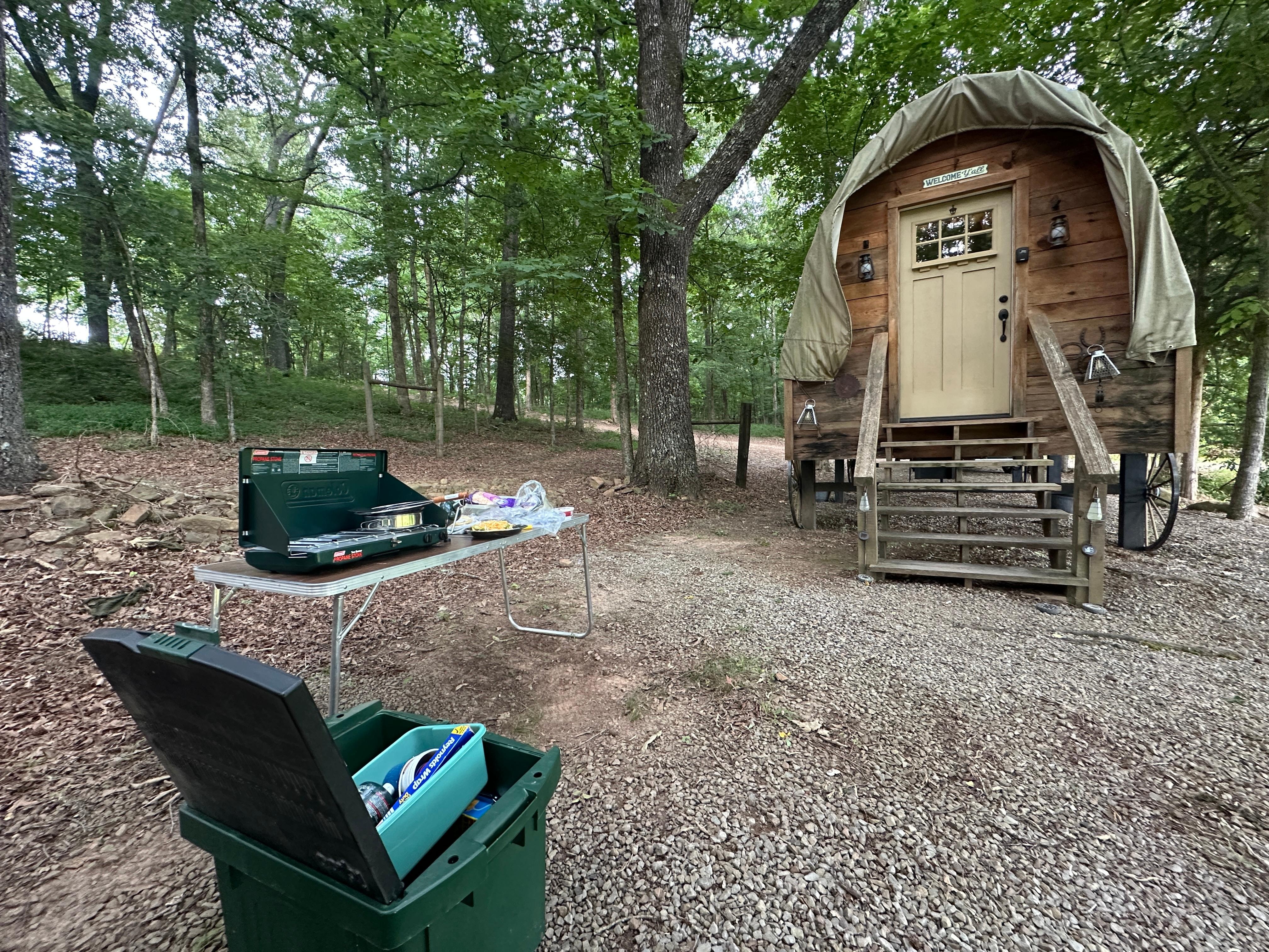 Cabin and our “kitchen”