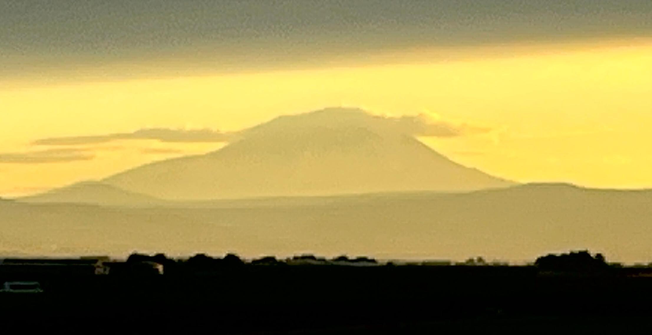 Sunset view of Mount Adams from fifth floor room. 