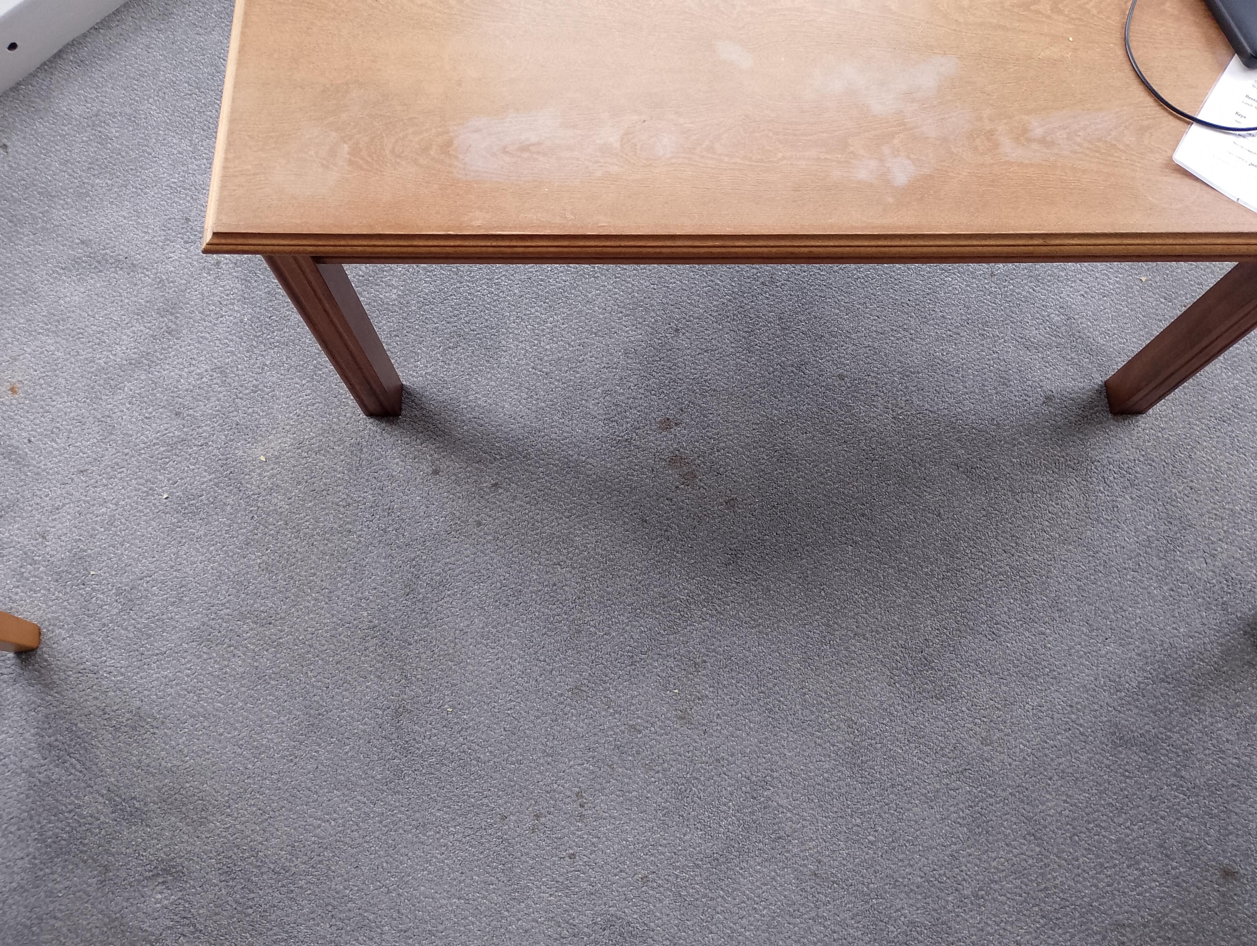 stained carpet and table