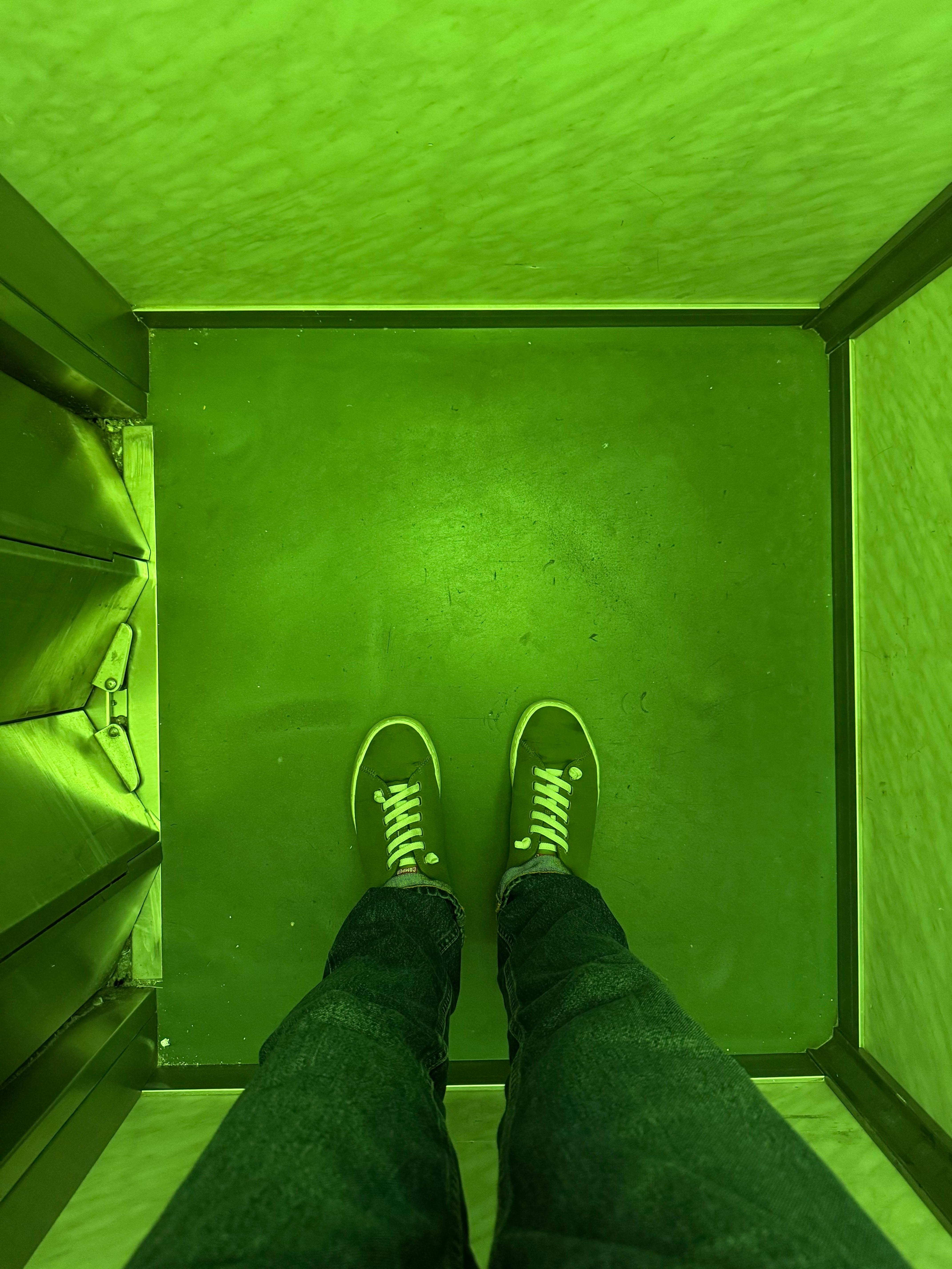 The smaller of the two elevators. 