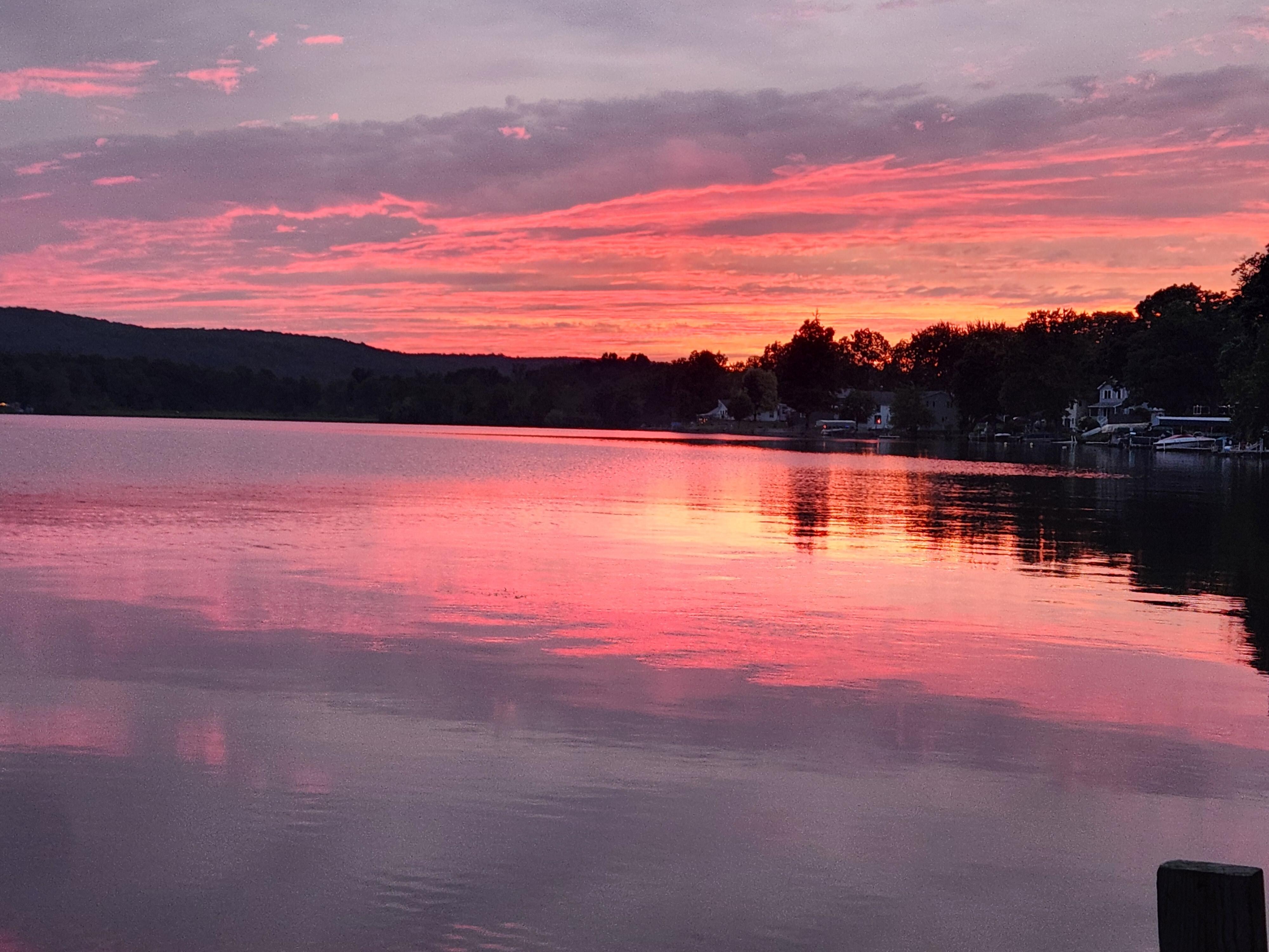 Sunset from the dock on property.