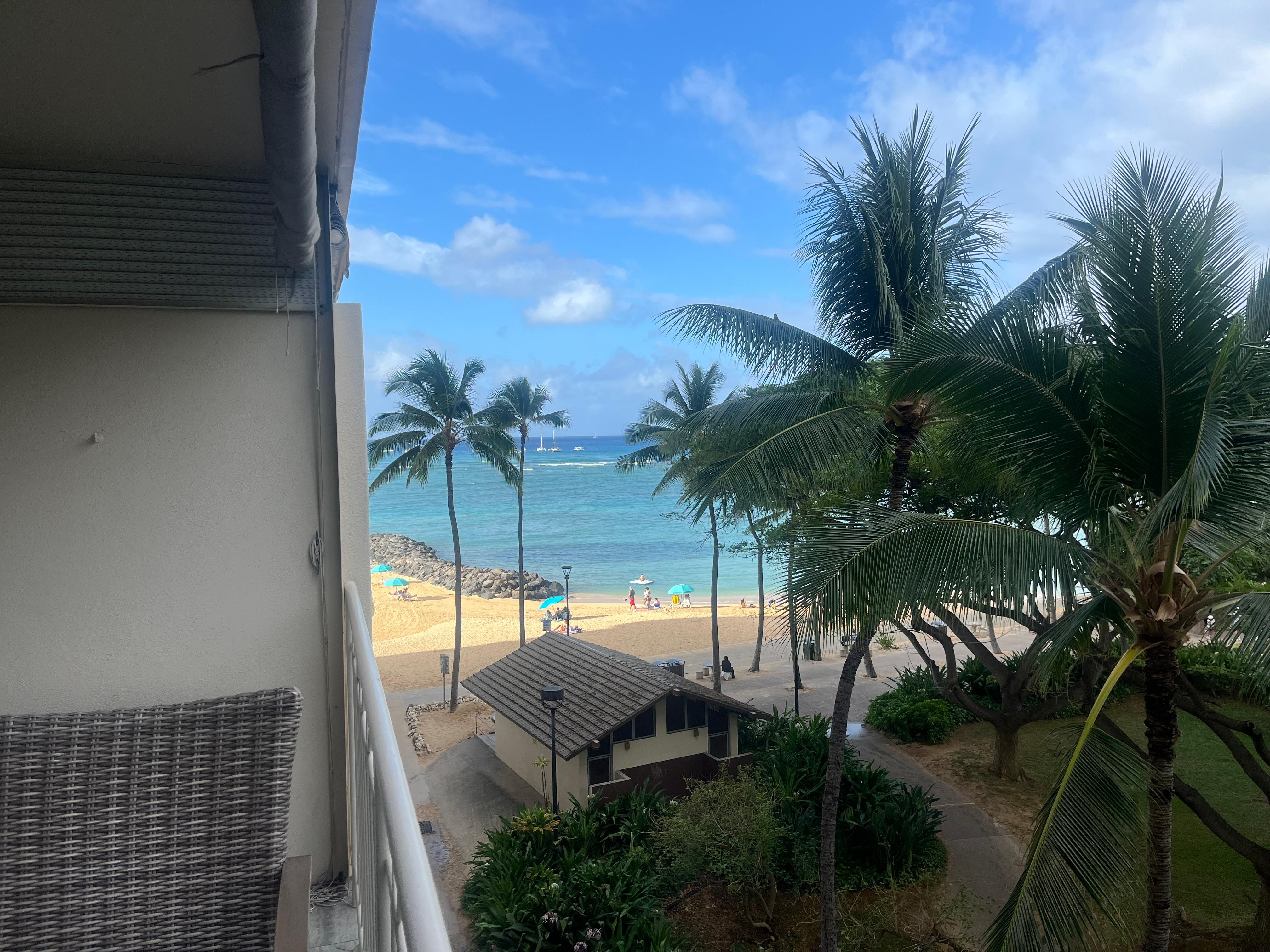 Great view of the ocean. Not a full front view but so close to the beach, has private access down the back of the unit.