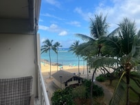 Great view of the ocean. Not a full front view but so close to the beach, has private access down the back of the unit.