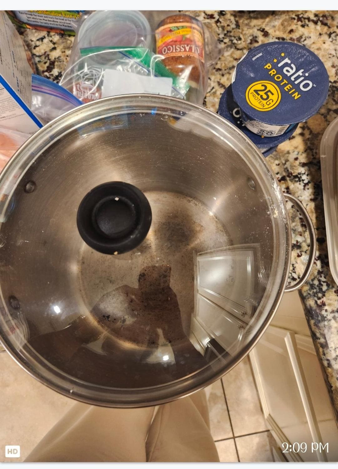 Dirty pans and dishes. 