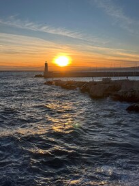Sunset from quayside outside hotel