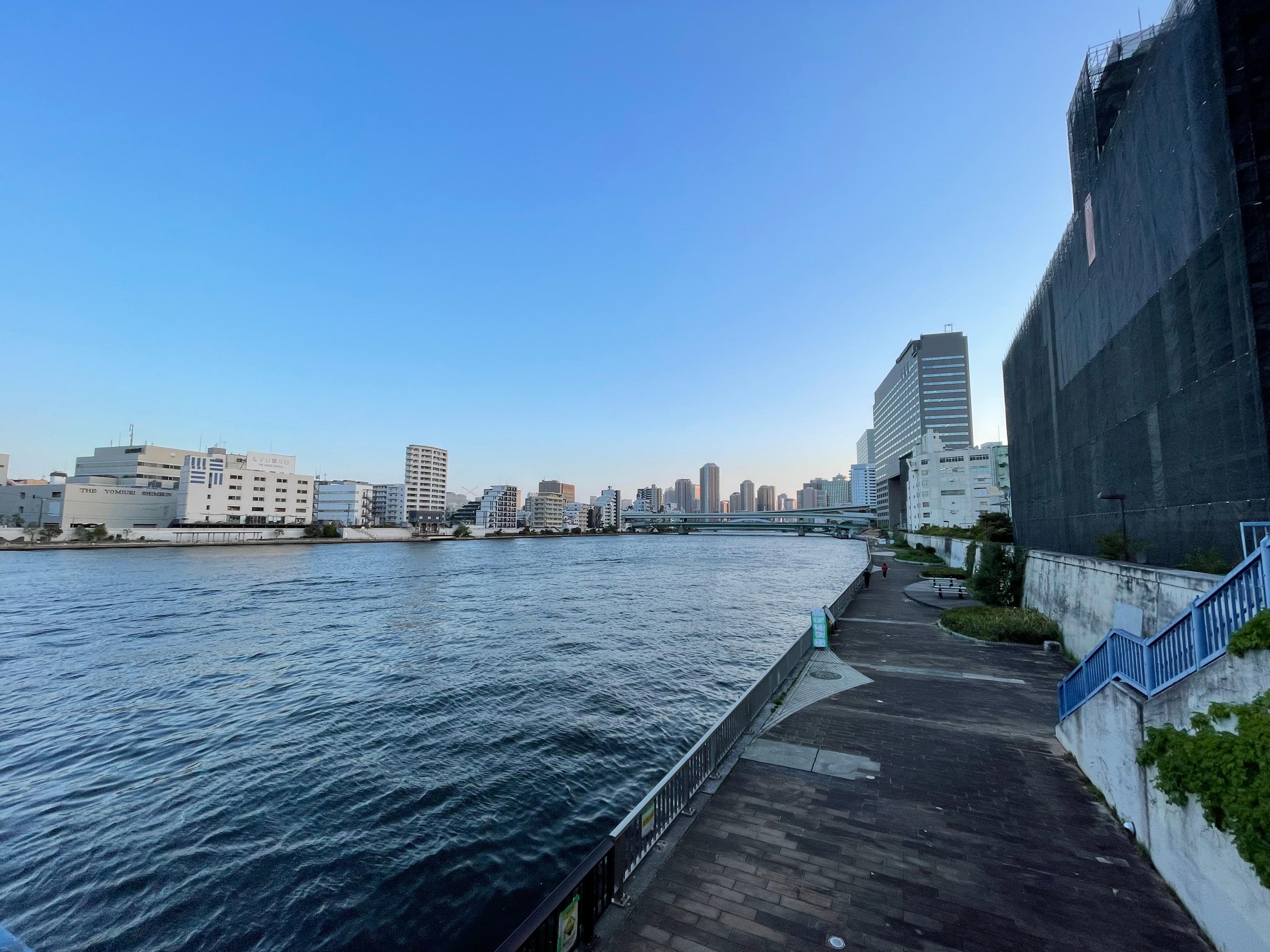 Close-by river at sunset, good walk.